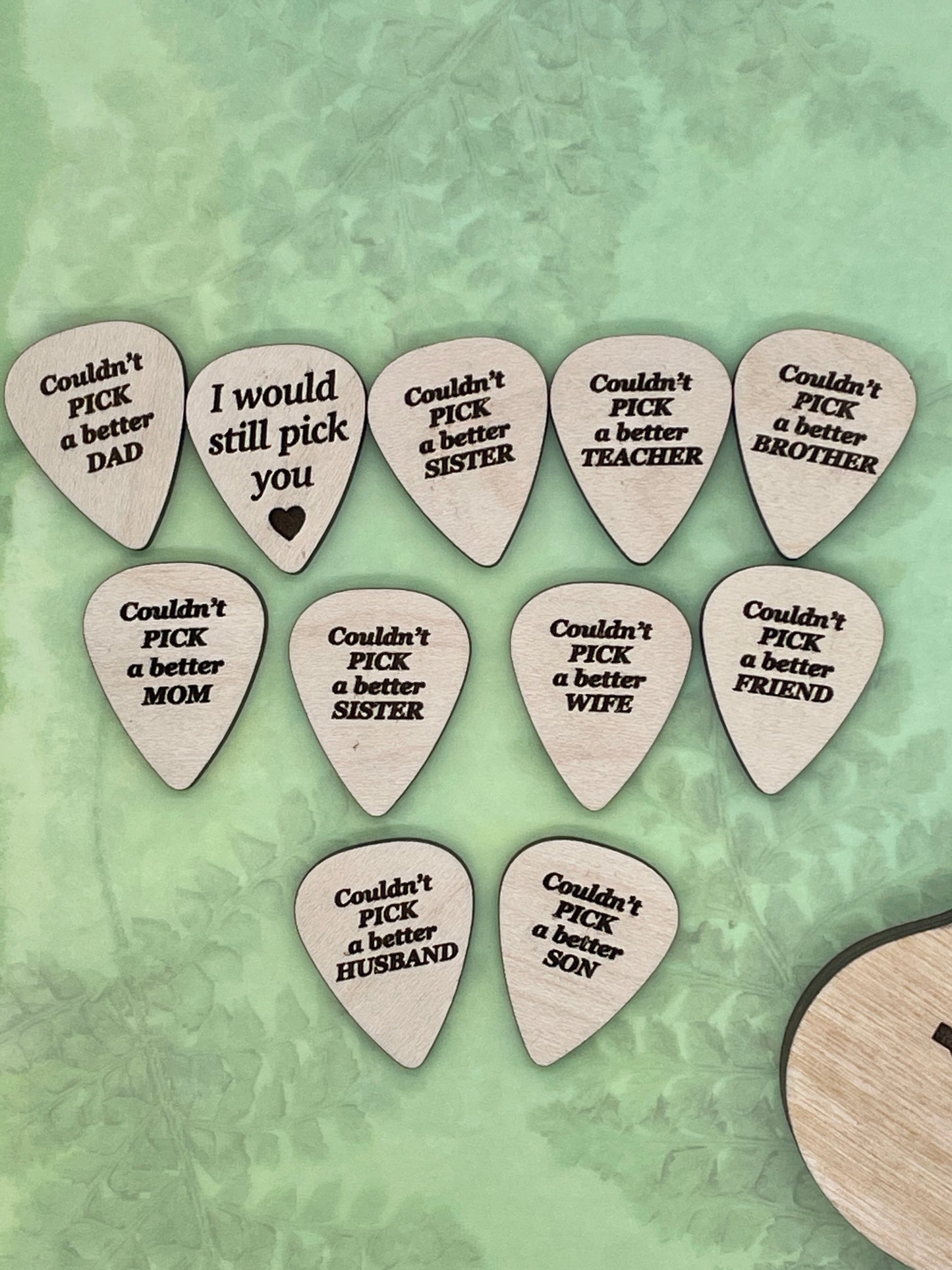 Laser Engraved Birch Wood Guitar Pick Box, Personalized Gift