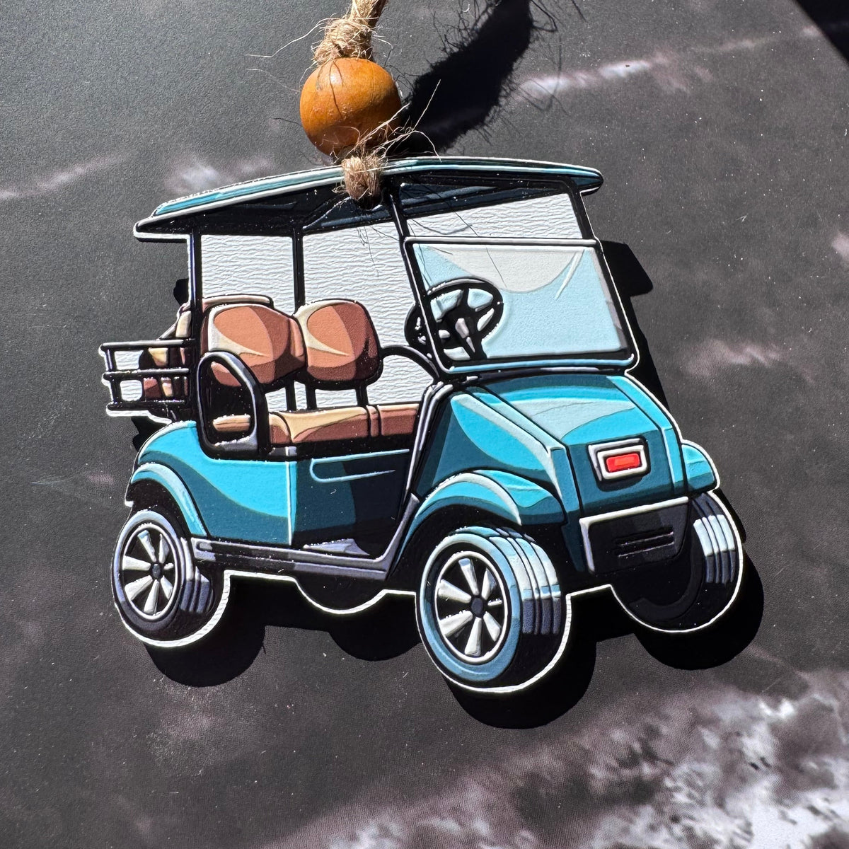 Golf Cart Christmas Ornament – Double-Sided UV Printed Wood Ornament, Gift for Golfers