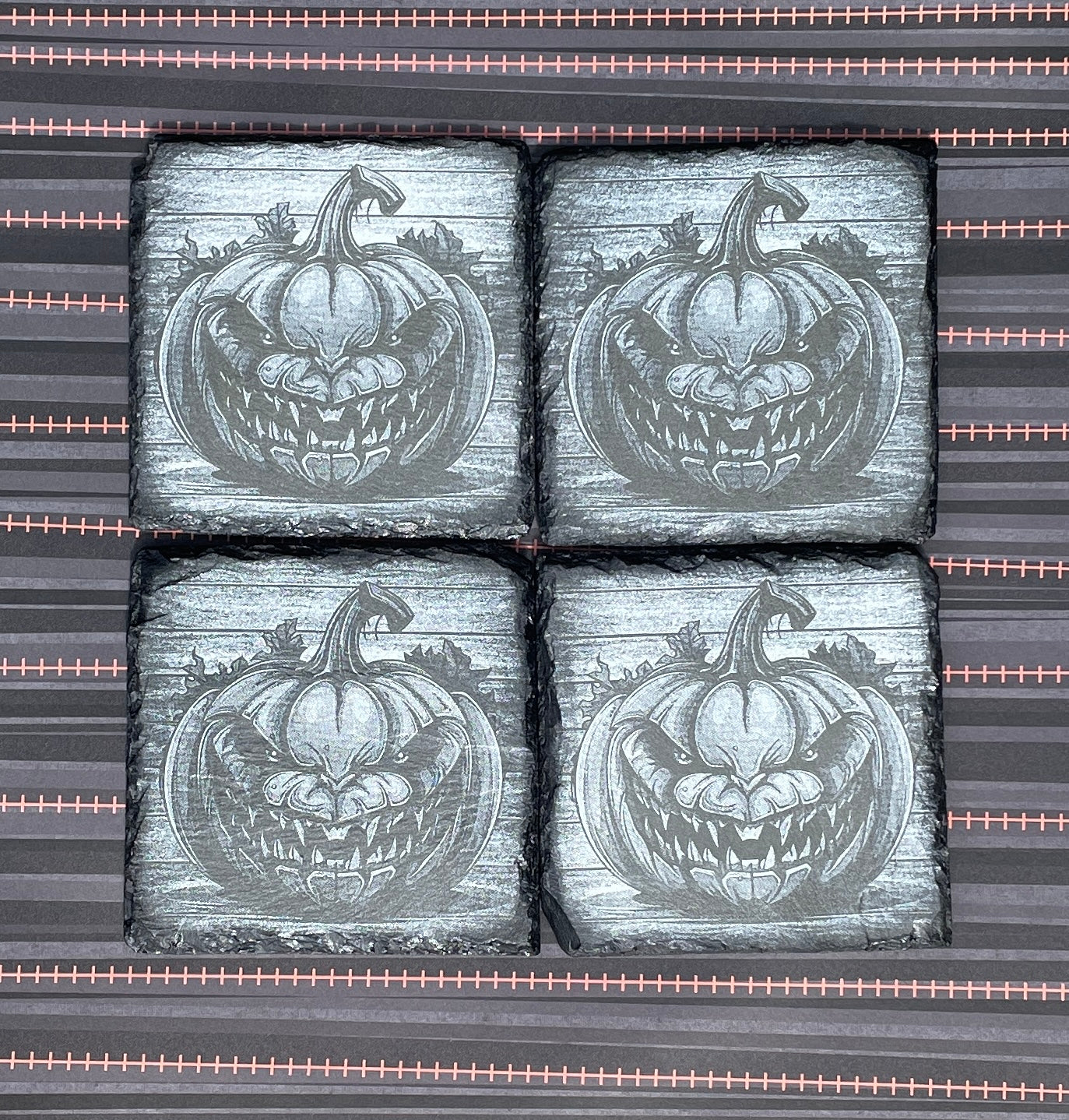 Engraved Slate Coasters – Personalized Rustic Drinkware Gift