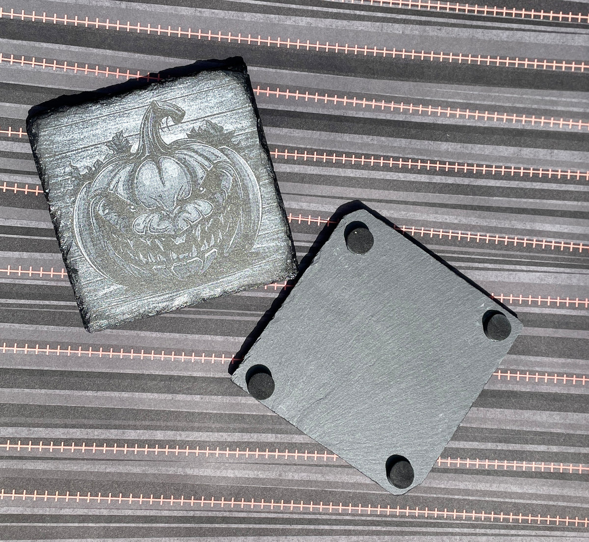 Engraved Slate Coasters – Personalized Rustic Drinkware Gift
