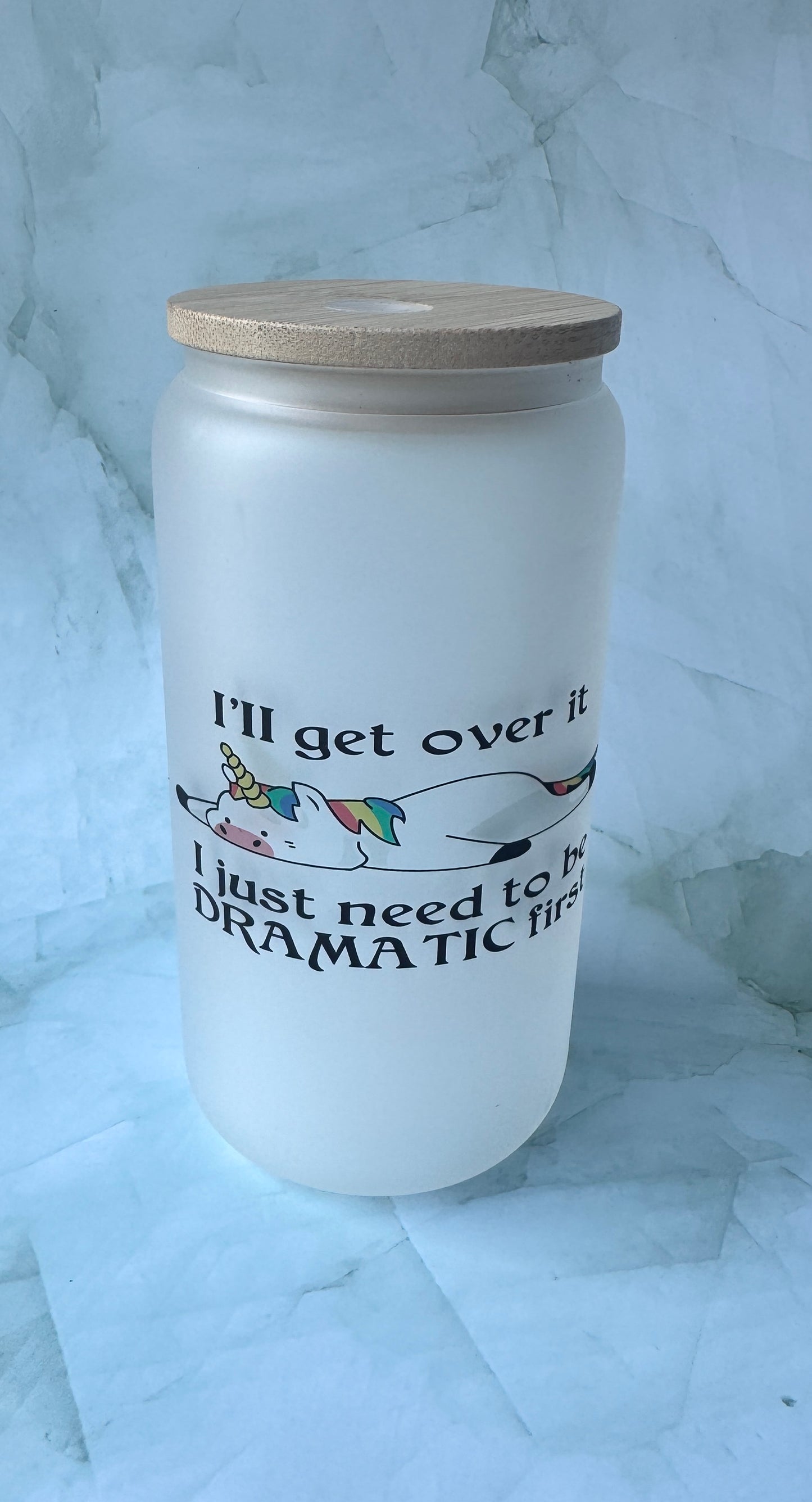 Frosted Glass Mug – Choose from 3 Fun Designs: Sentimental Quote, Jeep Hair Don’t Care, or Dramatic Unicorn