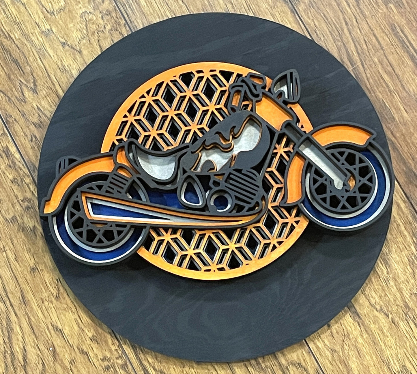 Motorcycle Artwork on Wood – Industrial Style Wall Sign