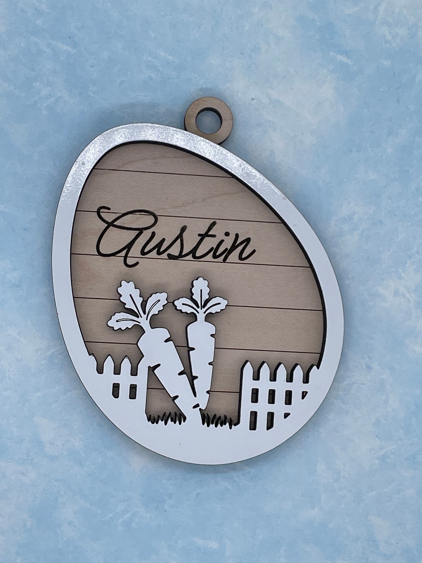 Engraved Easter Basket Tag, Custom Maple Wood Name Tag