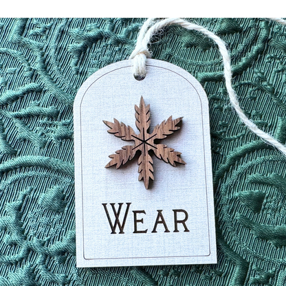 Want, Need, Wear, Read Wooden Gift Tags – Walnut Snowflake Set of 4
