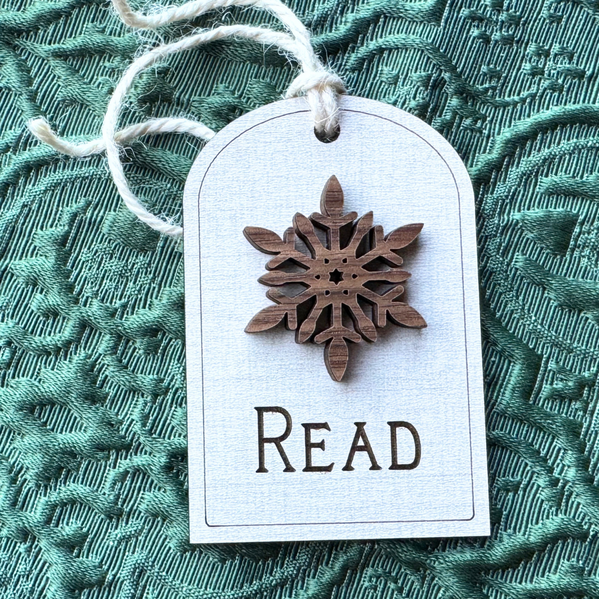 Want, Need, Wear, Read Wooden Gift Tags – Walnut Snowflake Set of 4