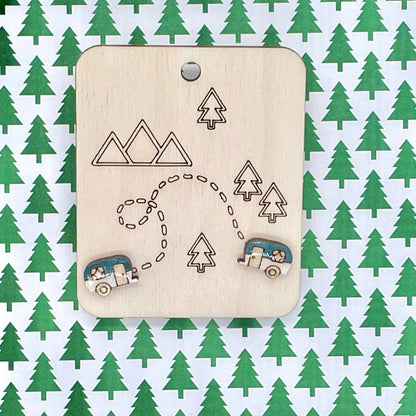 Camper Stud Earrings, Camping Jewelry, Nature Lover Gift