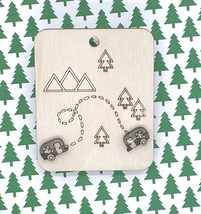 Camper Stud Earrings, Camping Jewelry, Nature Lover Gift