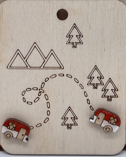 Camper Stud Earrings, Camping Jewelry, Nature Lover Gift