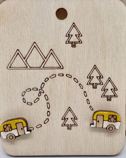 Camper Stud Earrings, Camping Jewelry, Nature Lover Gift