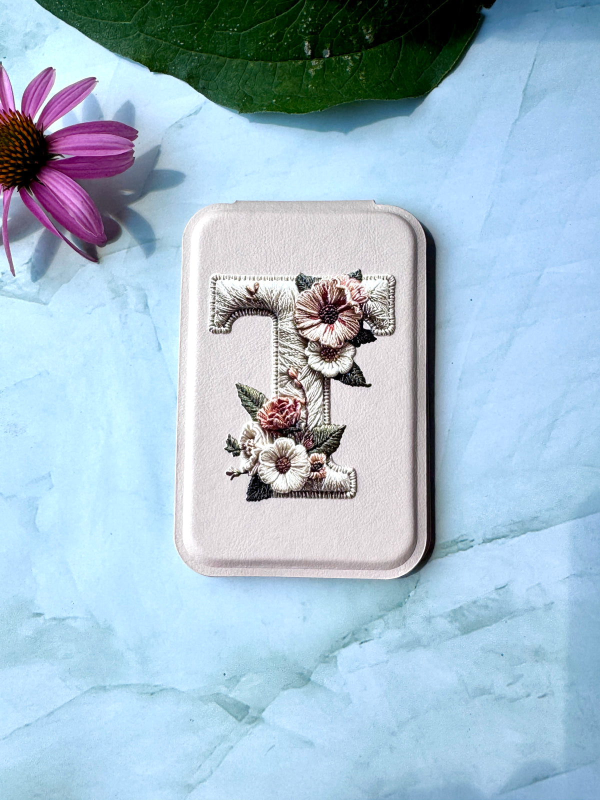 Custom Monogram Compact Mirror | Personalized Standing Makeup Mirror
