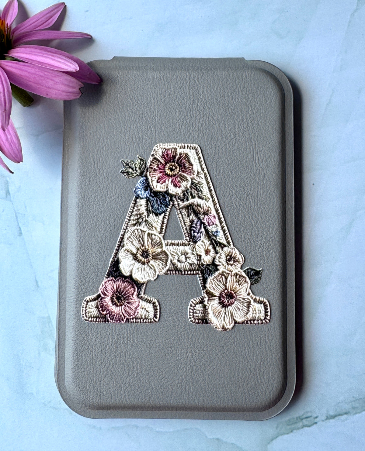 Custom Monogram Compact Mirror | Personalized Standing Makeup Mirror