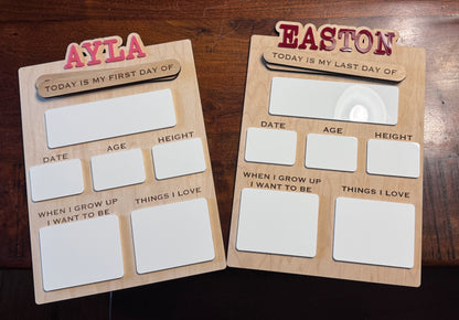 Personalized Back to School Dry Erase Sign | Custom Wooden First & Last Day Photo Prop