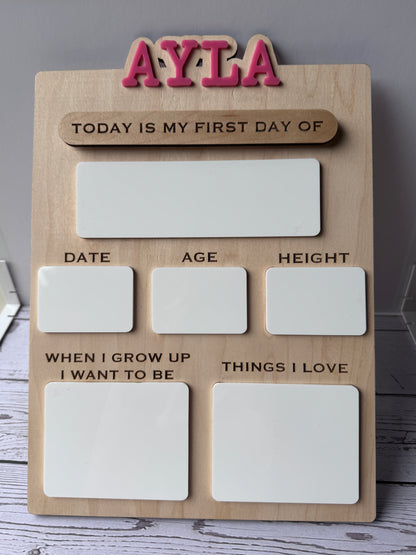 Personalized Back to School Dry Erase Sign | Custom Wooden First & Last Day Photo Prop