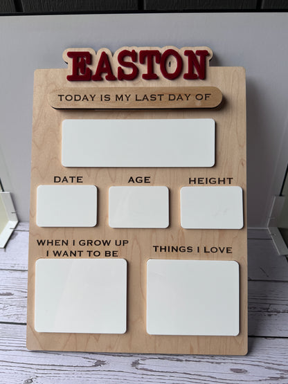Personalized Back to School Dry Erase Sign | Custom Wooden First & Last Day Photo Prop