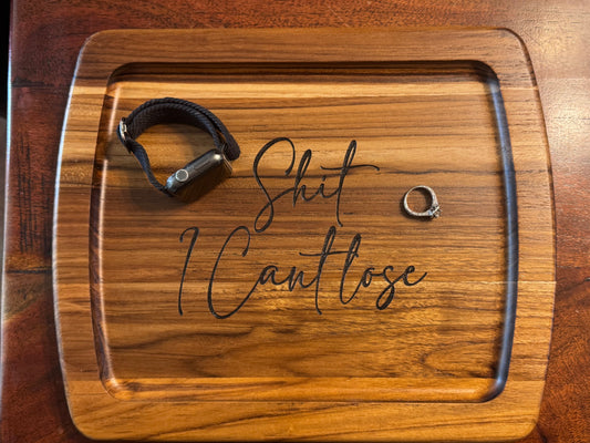 Funny Engraved Acacia Wood Valet Tray | Catchall Tray for Keys, Rings & Watch | Funny Gift for Him or Her