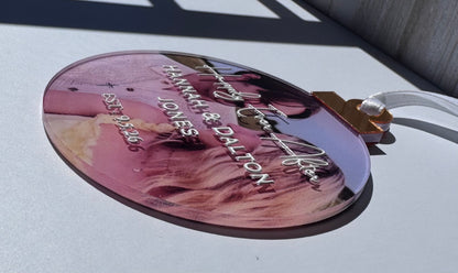 Personalized Wedding Photo Ornament | Custom Happily Ever After Acrylic Ornament with Names & Date