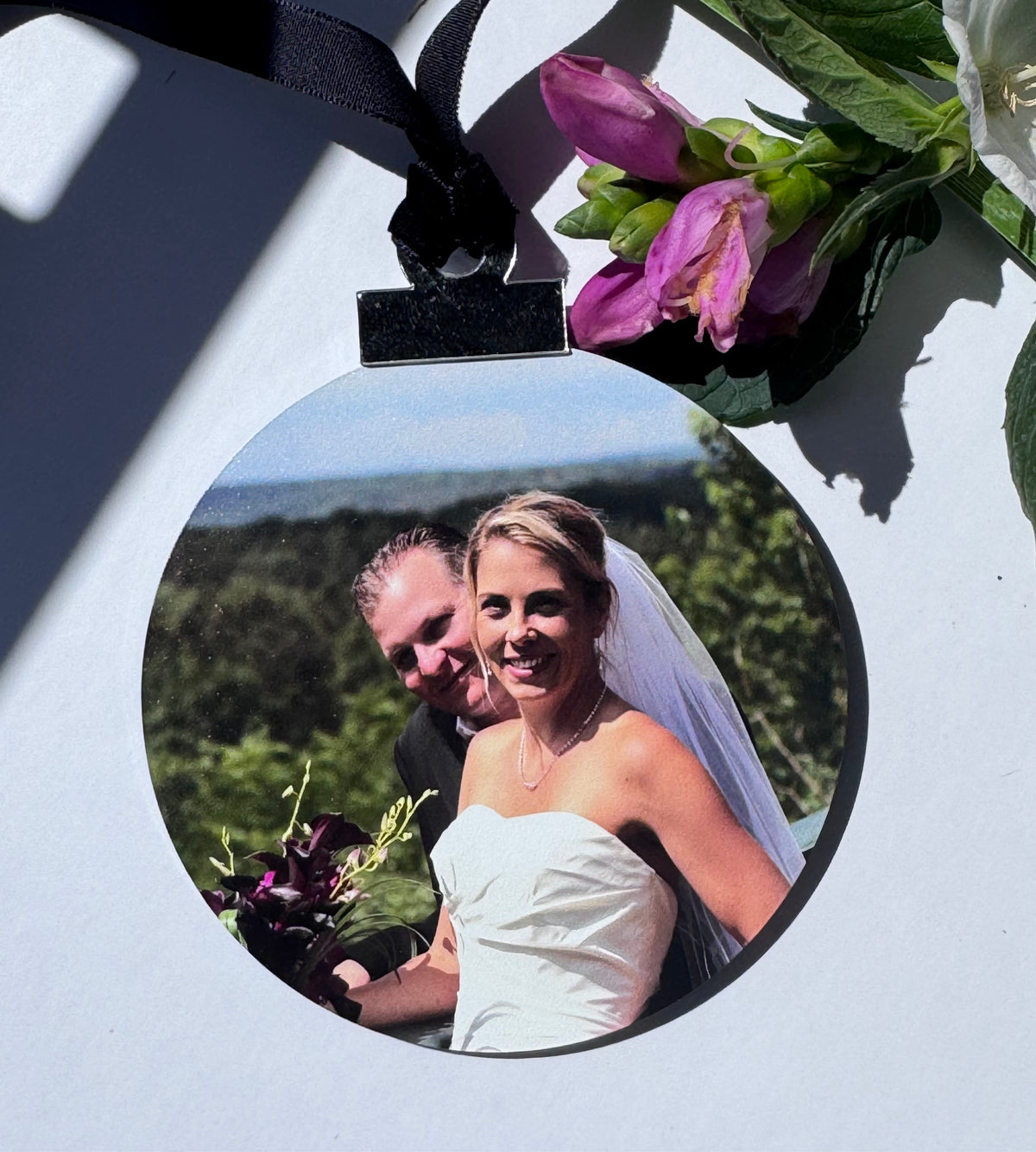 Personalized Wedding Photo Ornament | Custom Happily Ever After Acrylic Ornament with Names & Date