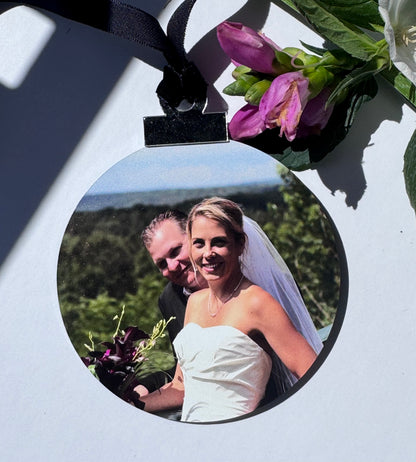 Personalized Wedding Photo Ornament | Custom Happily Ever After Acrylic Ornament with Names & Date