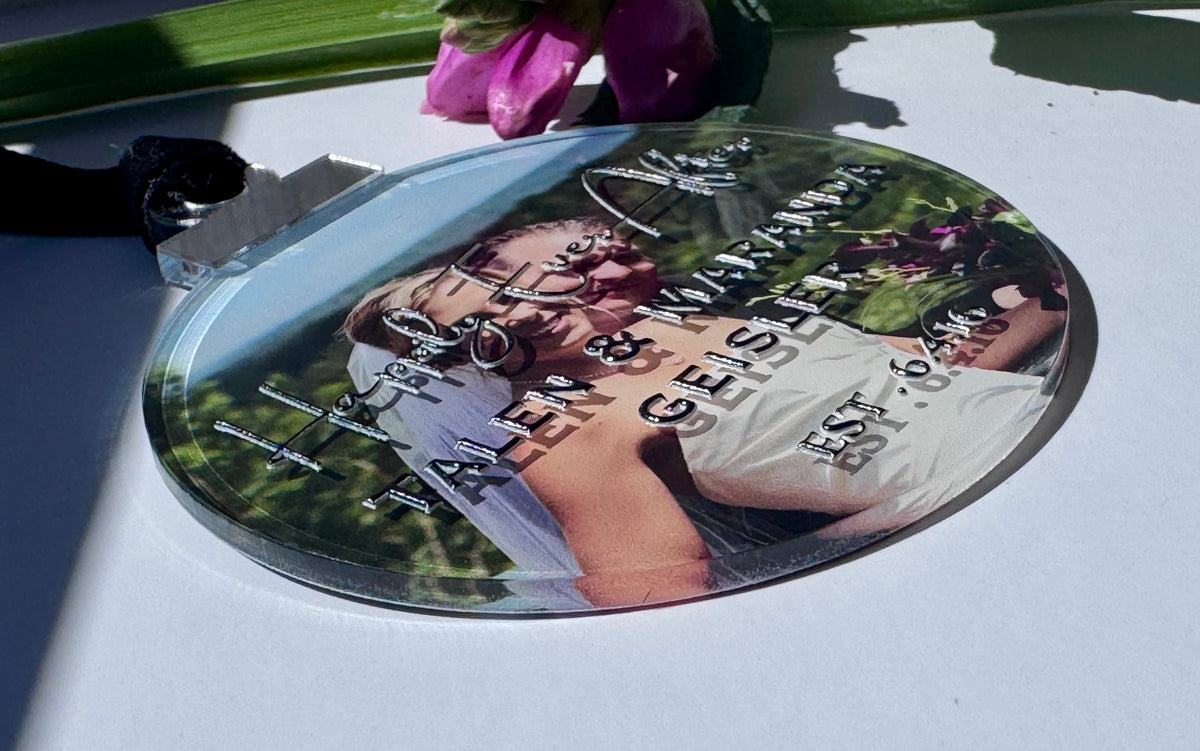 Personalized Wedding Photo Ornament | Custom Happily Ever After Acrylic Ornament with Names & Date
