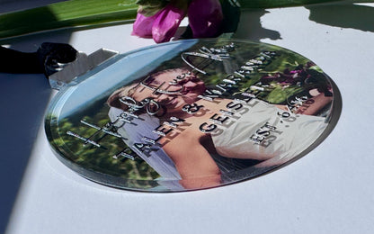 Personalized Wedding Photo Ornament | Custom Happily Ever After Acrylic Ornament with Names & Date