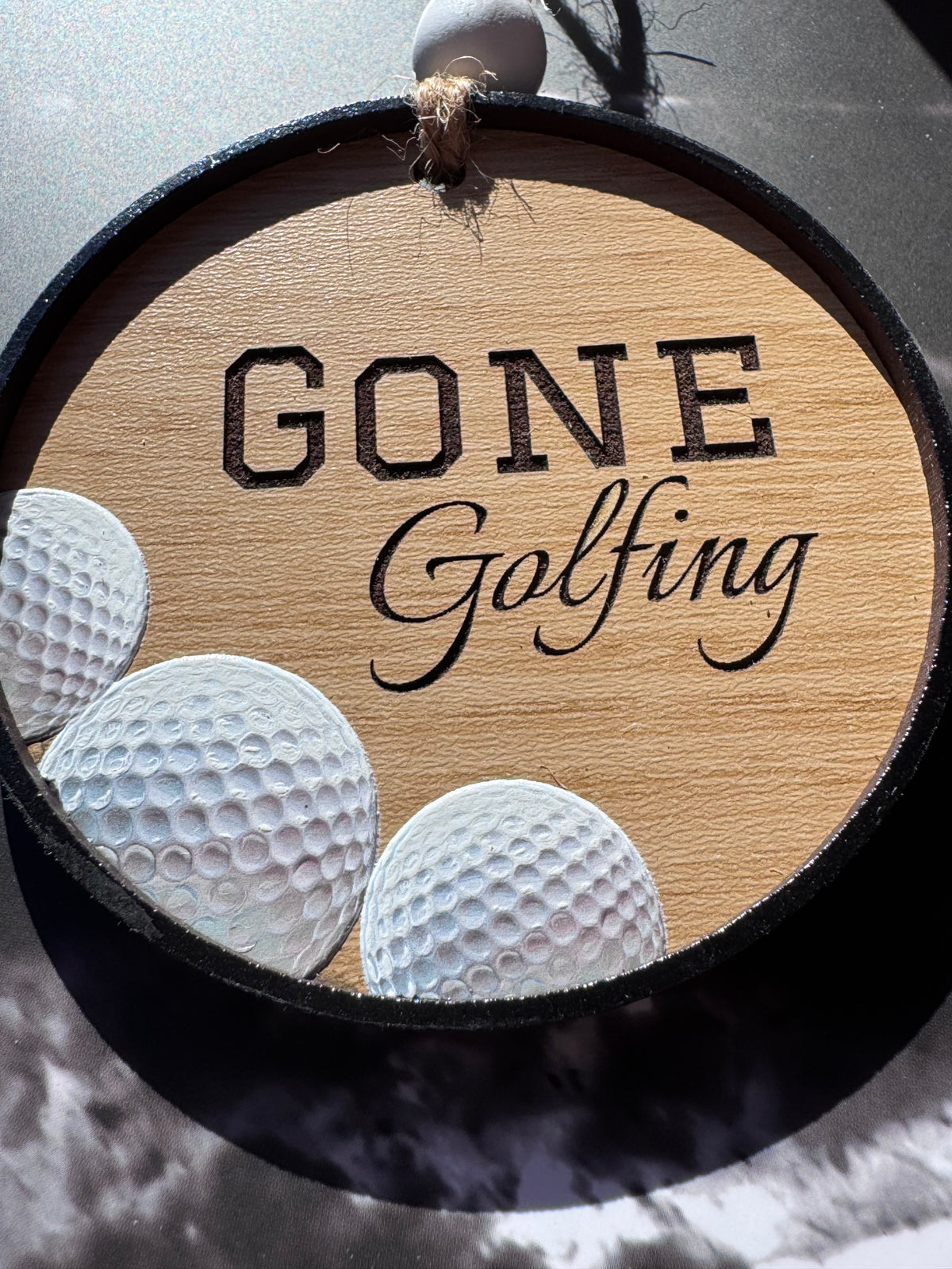 Personalized Gone Golfing Christmas Ornament – Laser Engraved Maple Wood Ornament with 3D Golf Balls, Custom Golfer Gift