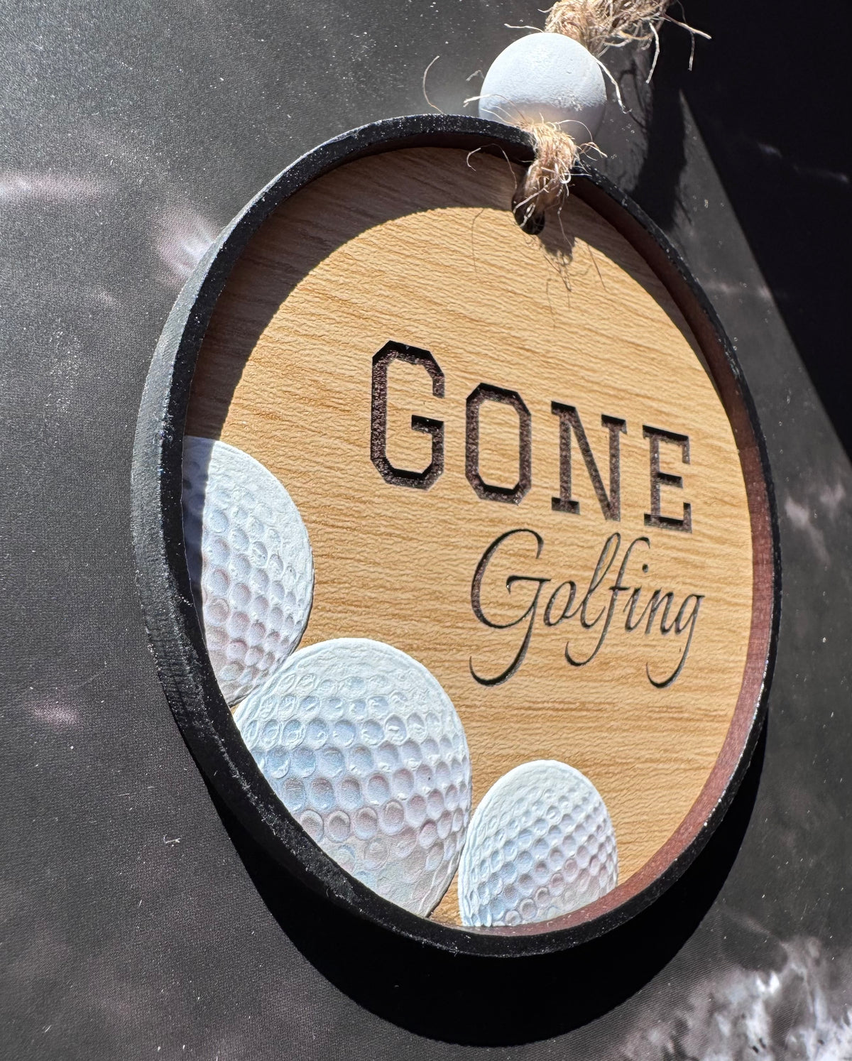 Personalized Gone Golfing Christmas Ornament – Laser Engraved Maple Wood Ornament with 3D Golf Balls, Custom Golfer Gift