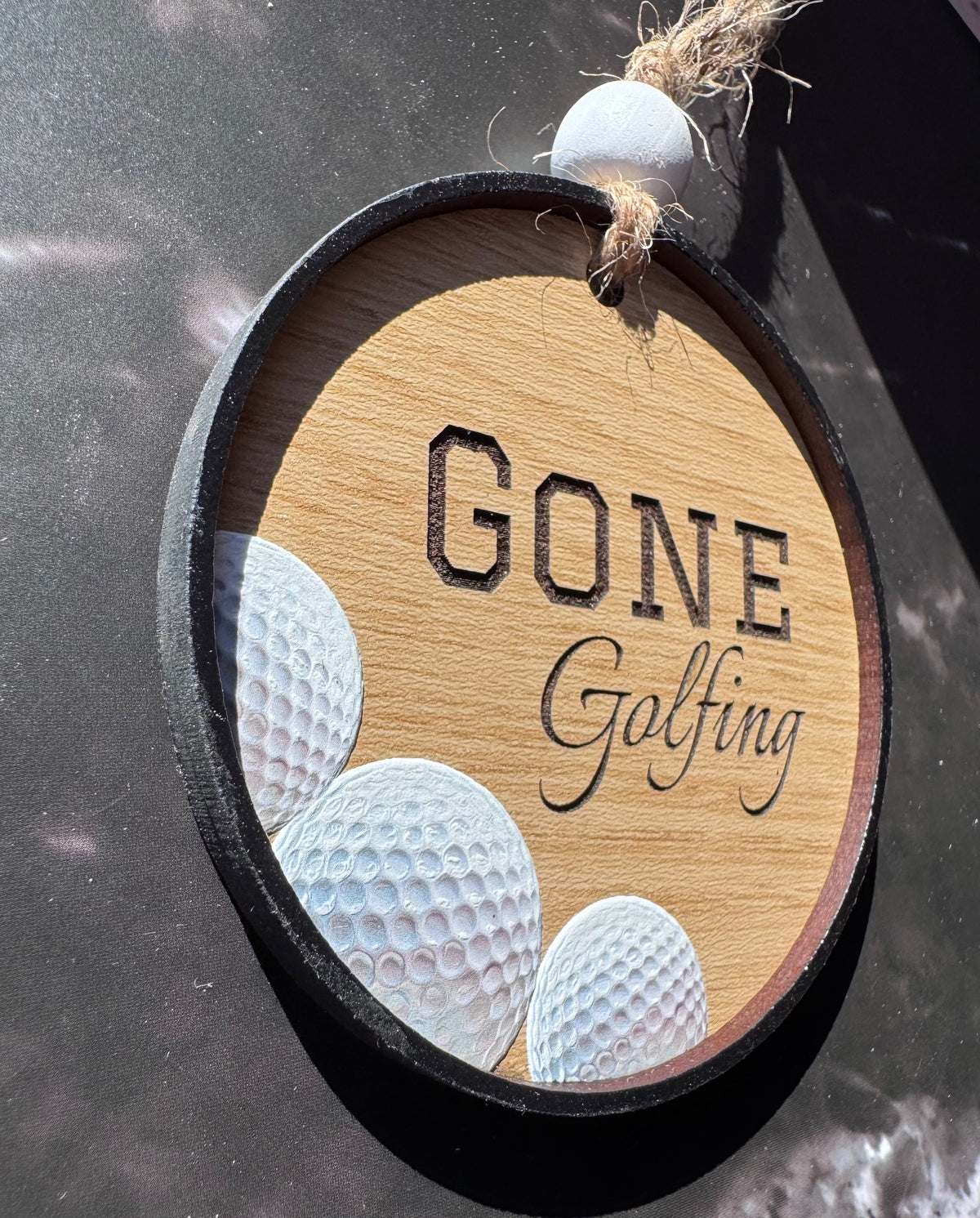 Personalized Gone Golfing Christmas Ornament – Laser Engraved Maple Wood Ornament with 3D Golf Balls, Custom Golfer Gift