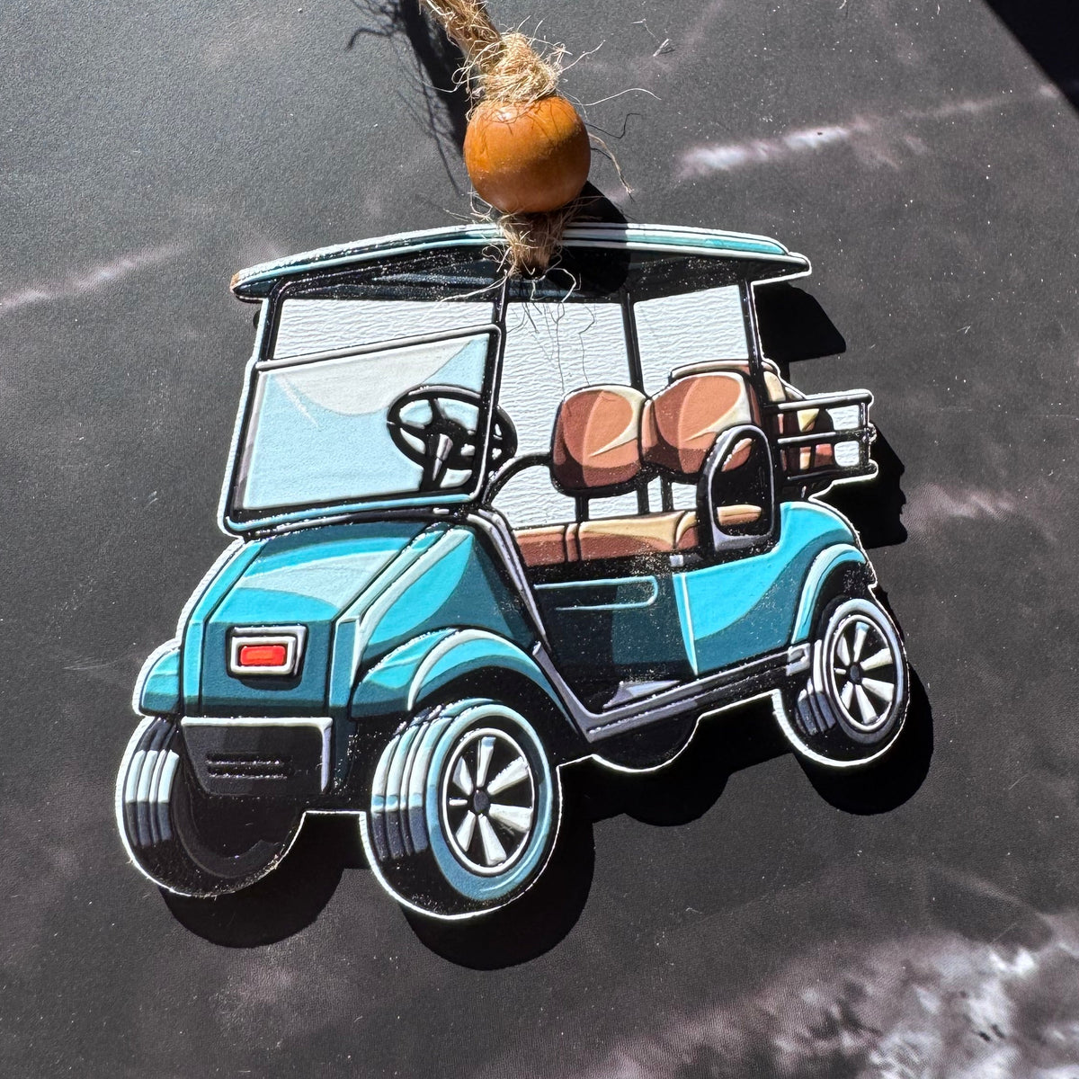 Golf Cart Christmas Ornament – Double-Sided UV Printed Wood Ornament, Gift for Golfers