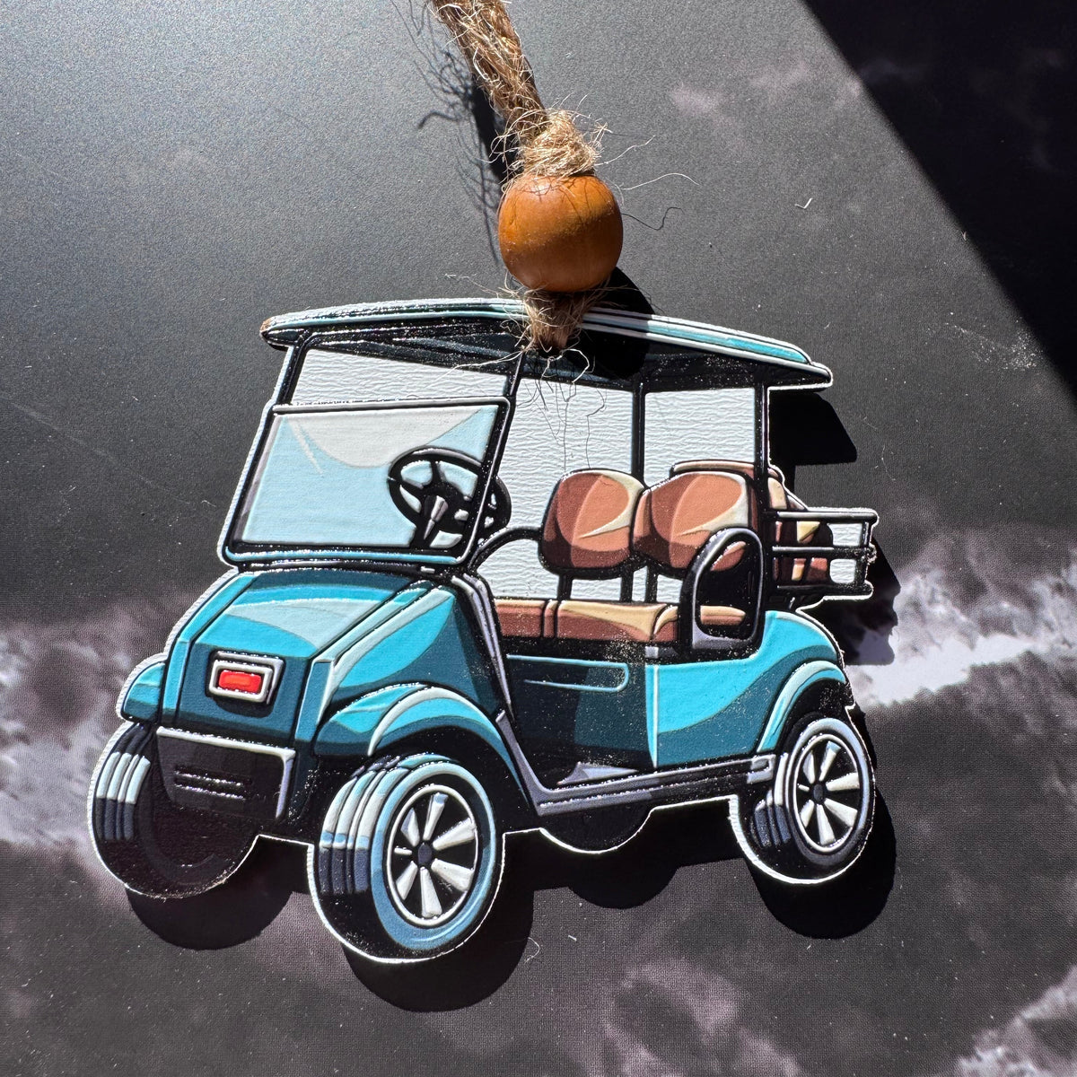 Golf Cart Christmas Ornament – Double-Sided UV Printed Wood Ornament, Gift for Golfers