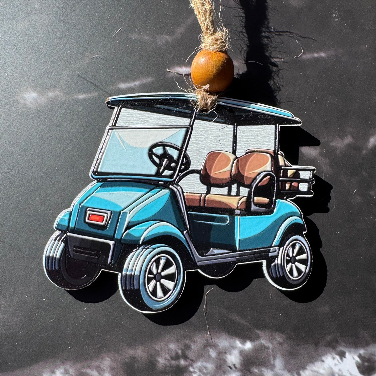 Golf Cart Christmas Ornament – Double-Sided UV Printed Wood Ornament, Gift for Golfers