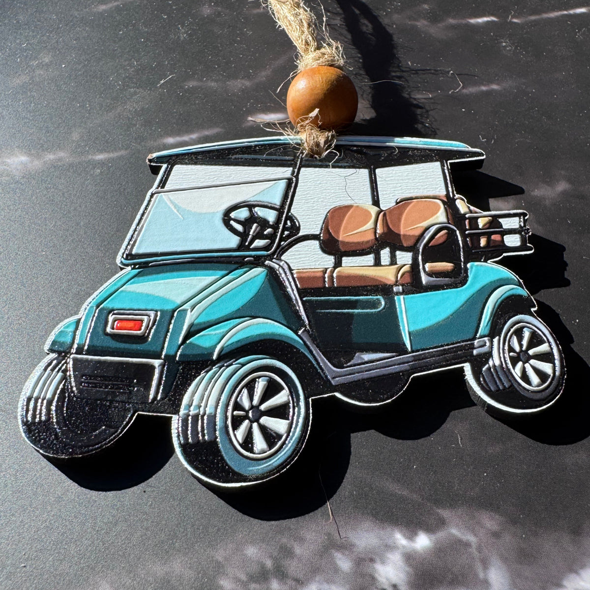 Golf Cart Christmas Ornament – Double-Sided UV Printed Wood Ornament, Gift for Golfers
