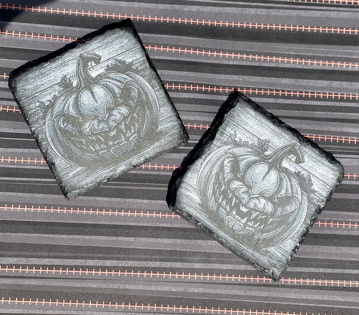 Engraved Slate Coasters – Personalized Rustic Drinkware Gift