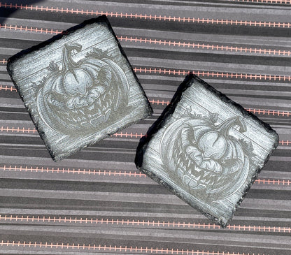 Engraved Slate Coasters – Personalized Rustic Drinkware Gift