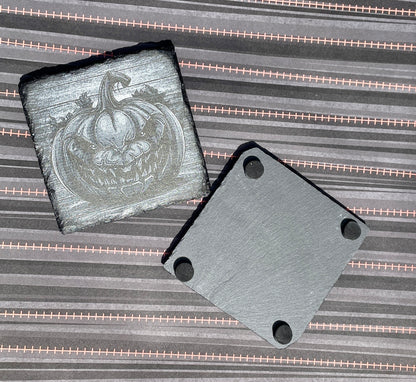 Engraved Slate Coasters – Personalized Rustic Drinkware Gift