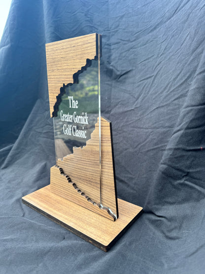 Customizable Walnut and Acrylic Award Trophy