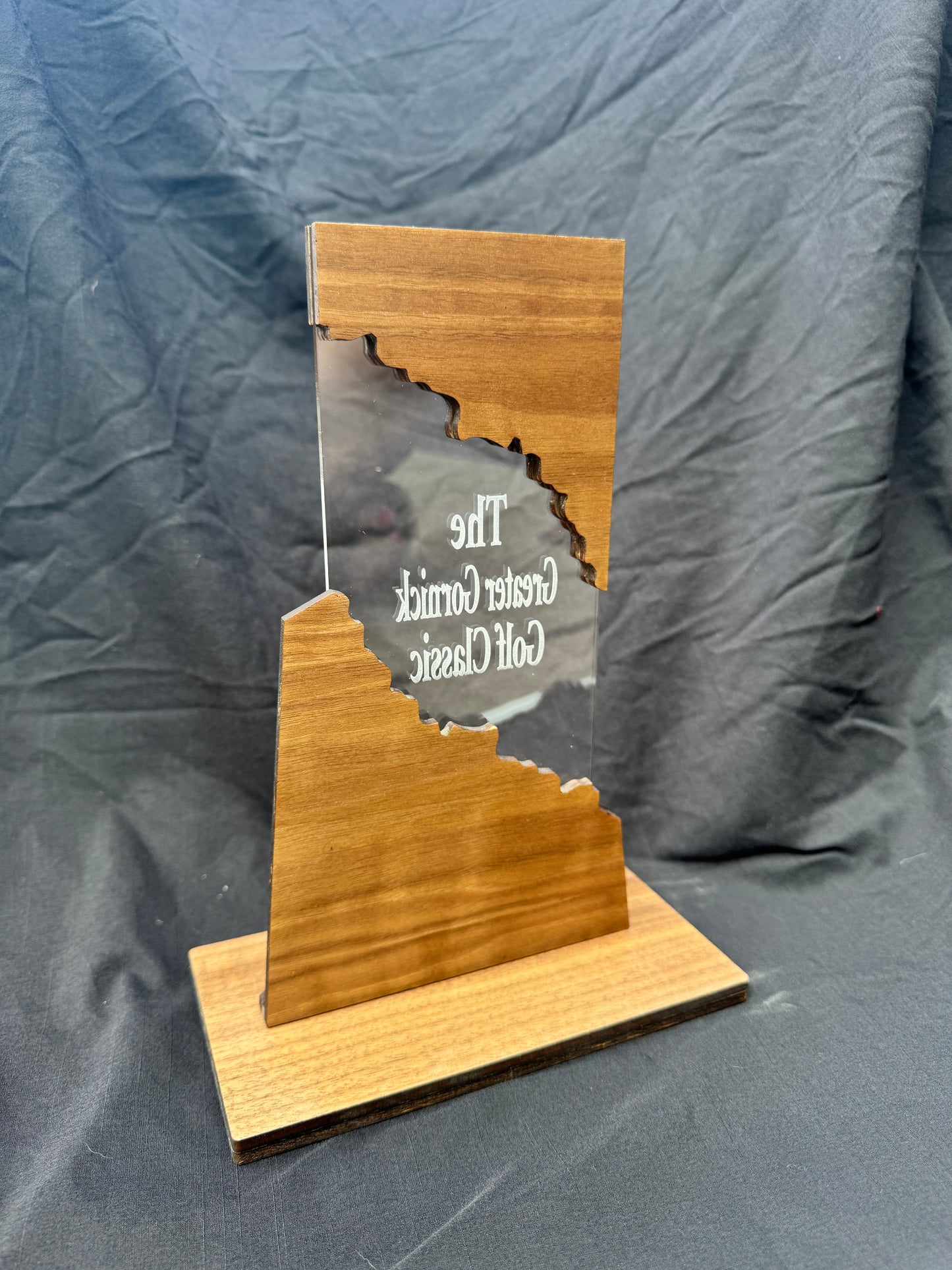 Customizable Walnut and Acrylic Award Trophy