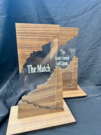 Customizable Walnut and Acrylic Award Trophy