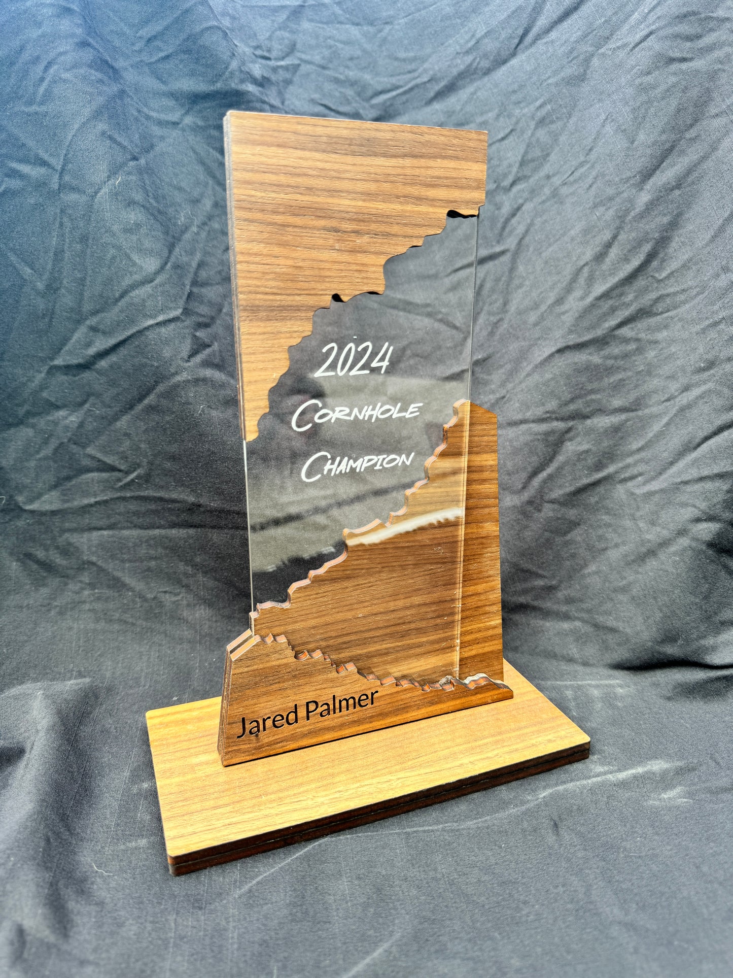 Customizable Walnut and Acrylic Award Trophy