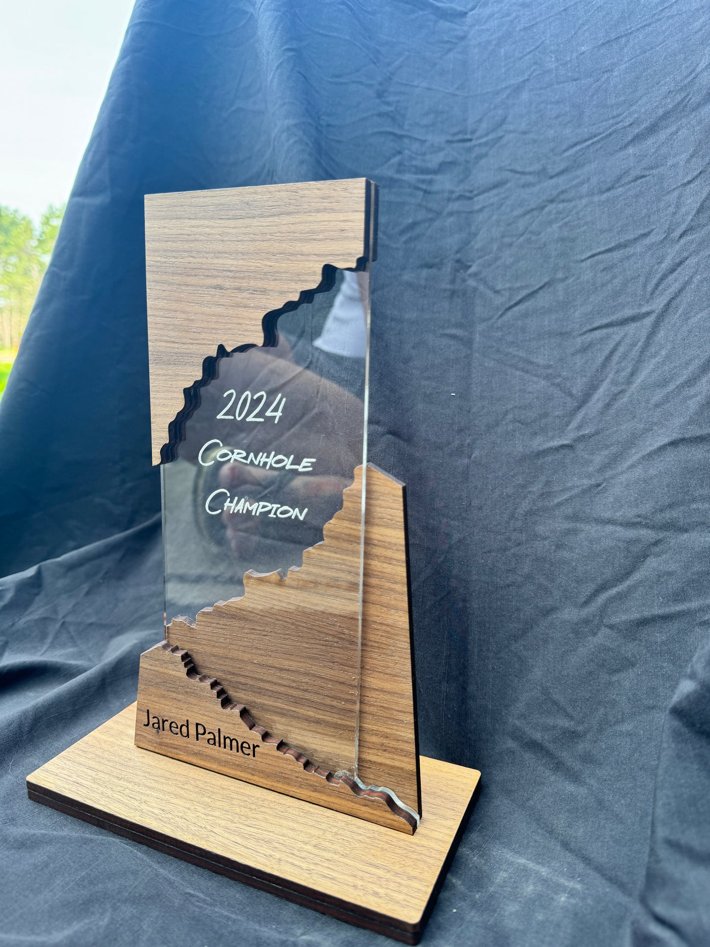 Customizable Walnut and Acrylic Award Trophy