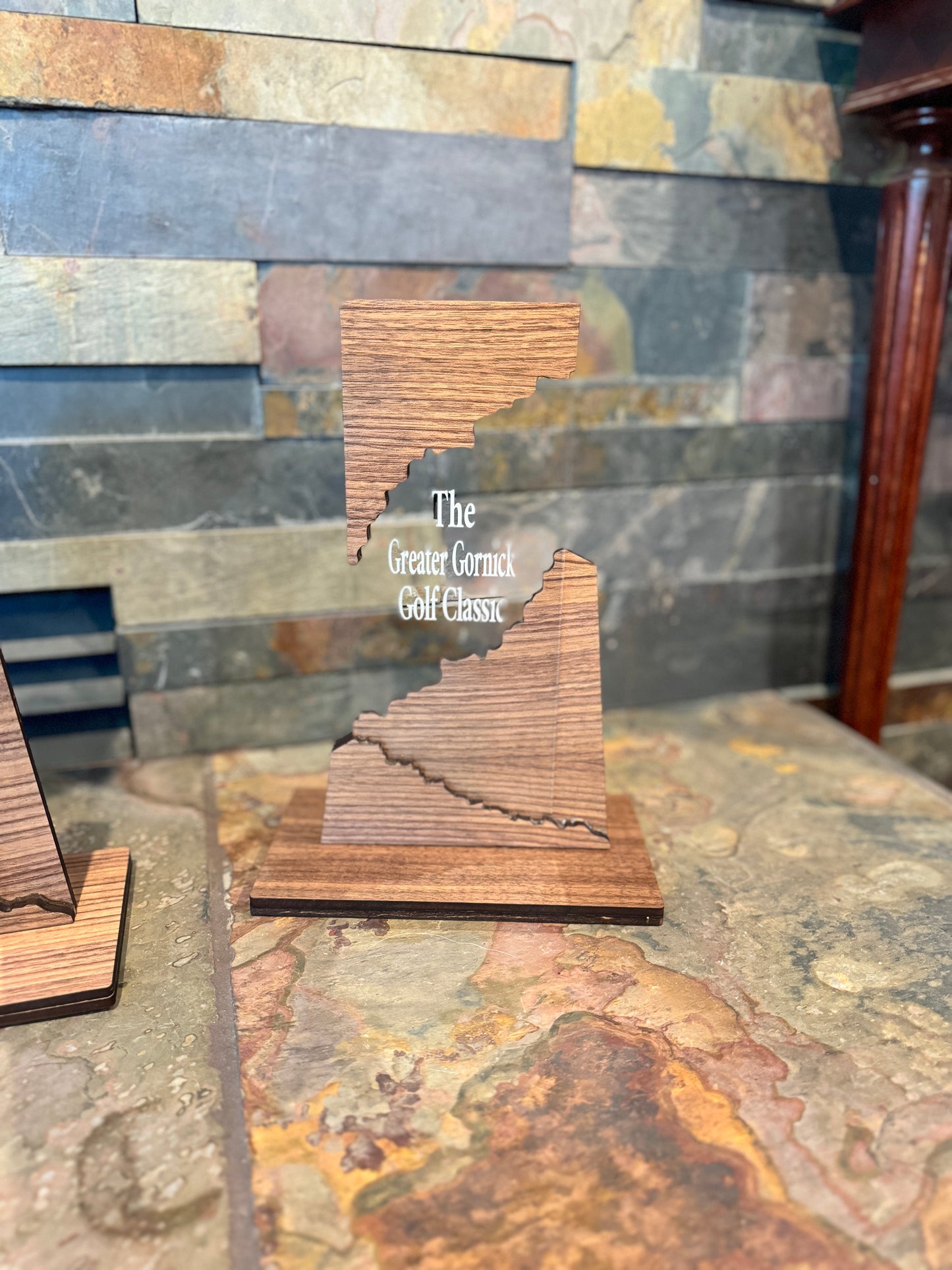 Customizable Walnut and Acrylic Award Trophy
