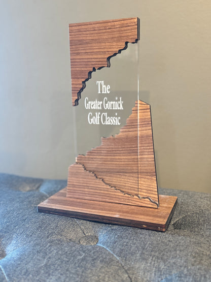 Customizable Walnut and Acrylic Award Trophy
