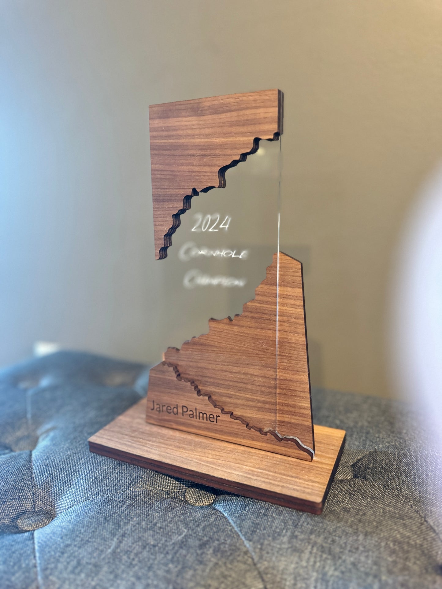 Customizable Walnut and Acrylic Award Trophy