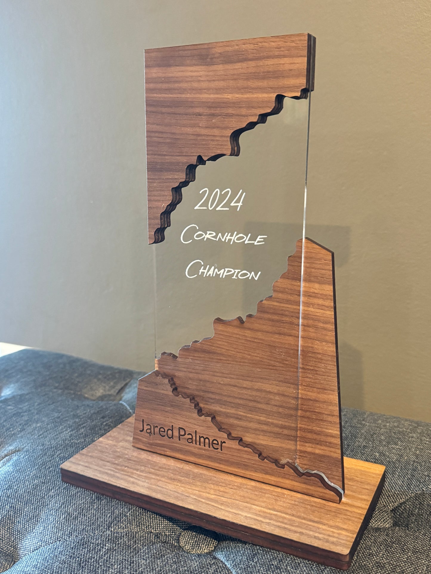 Customizable Walnut and Acrylic Award Trophy