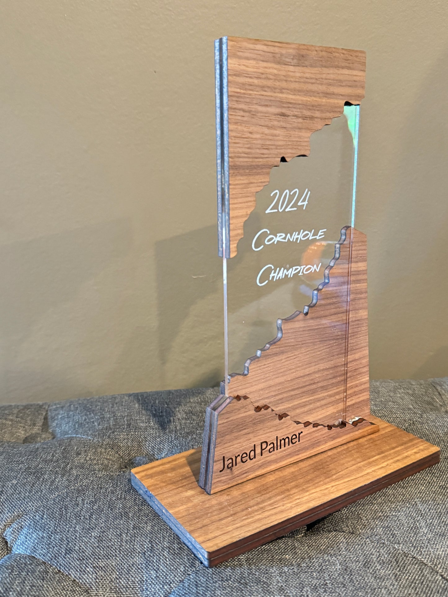 Customizable Walnut and Acrylic Award Trophy