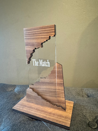 Customizable Walnut and Acrylic Award Trophy