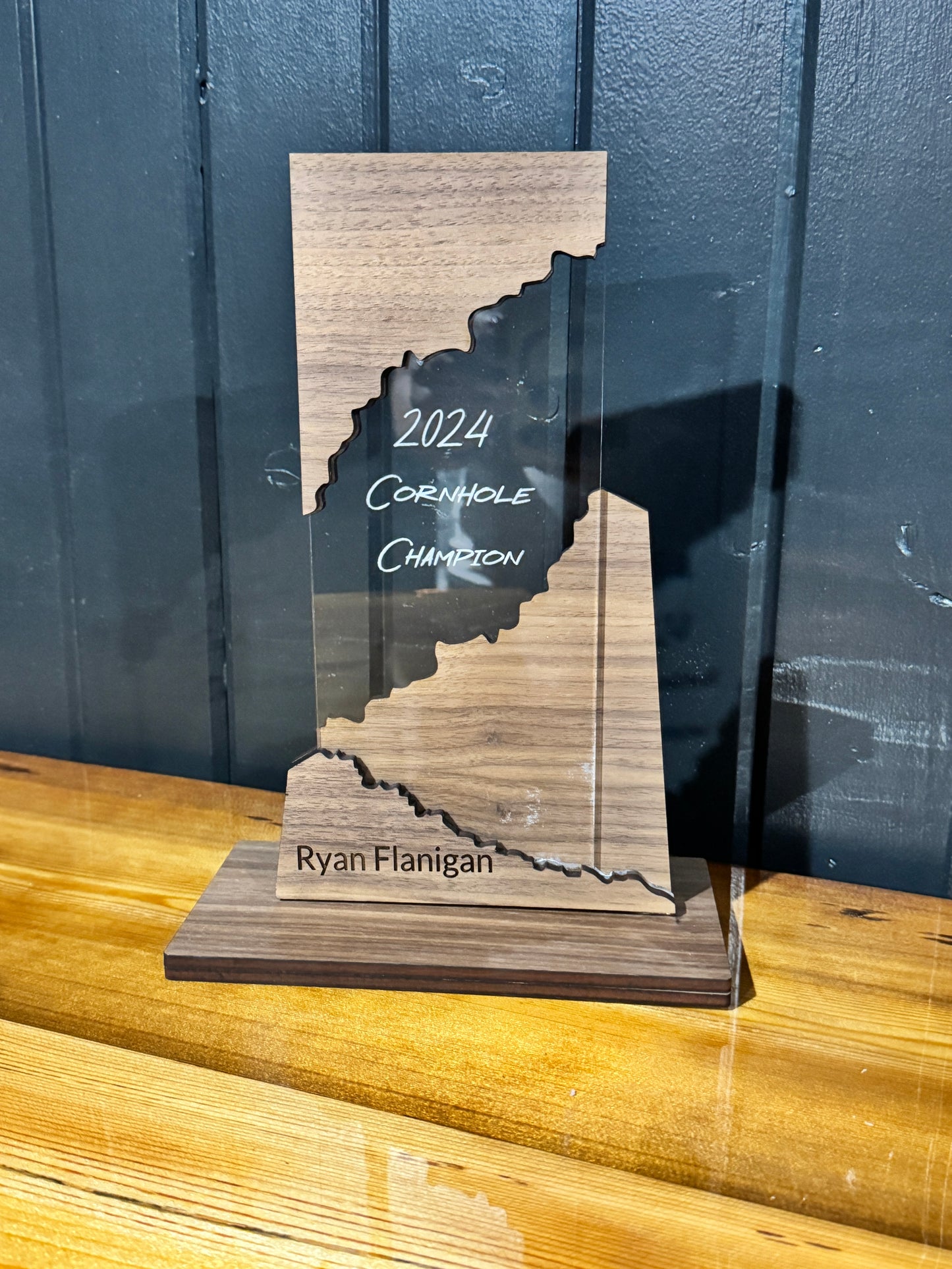 Customizable Walnut and Acrylic Award Trophy