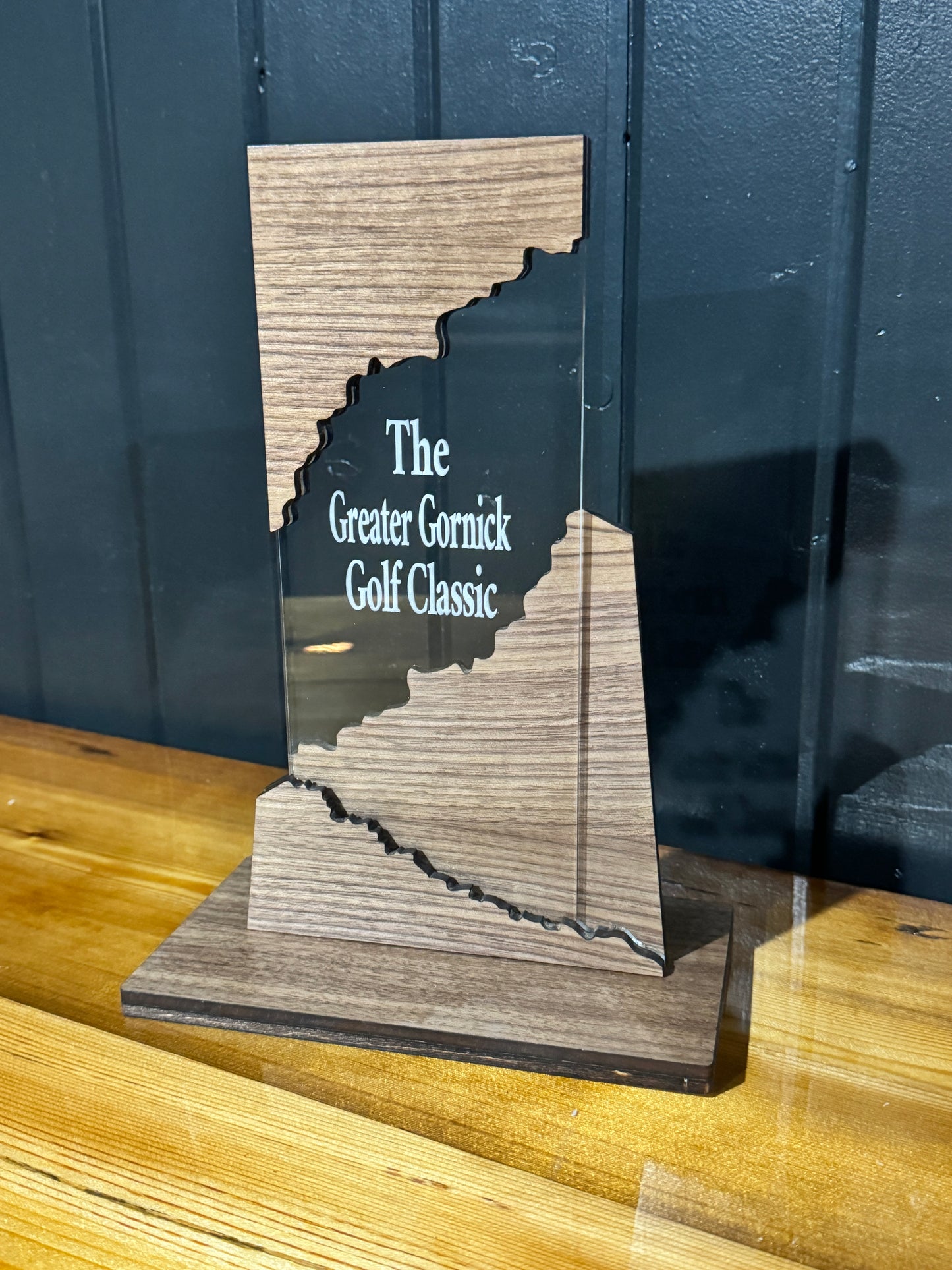 Customizable Walnut and Acrylic Award Trophy