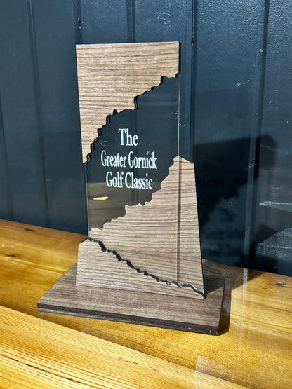 Customizable Walnut and Acrylic Award Trophy