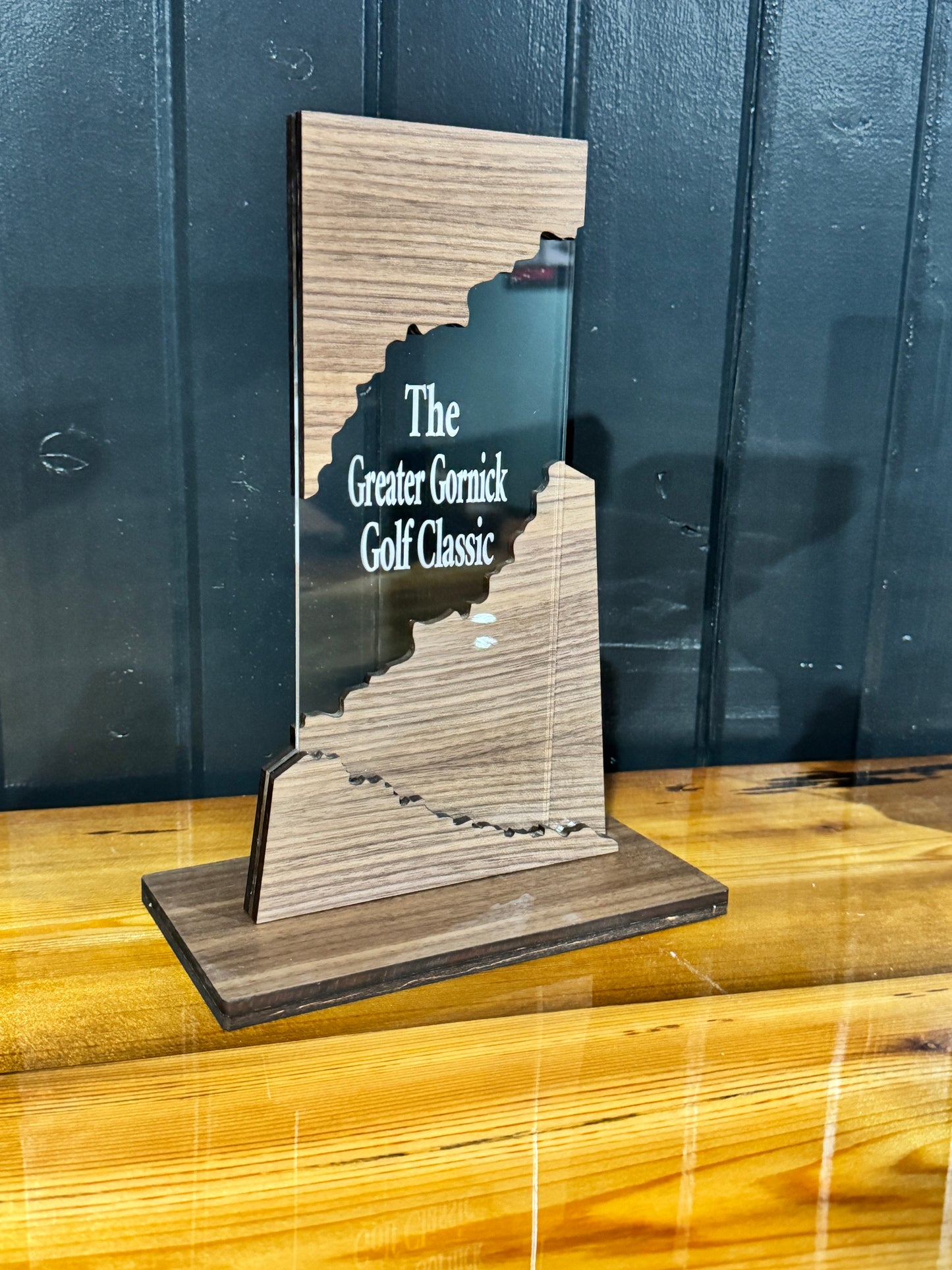 Customizable Walnut and Acrylic Award Trophy