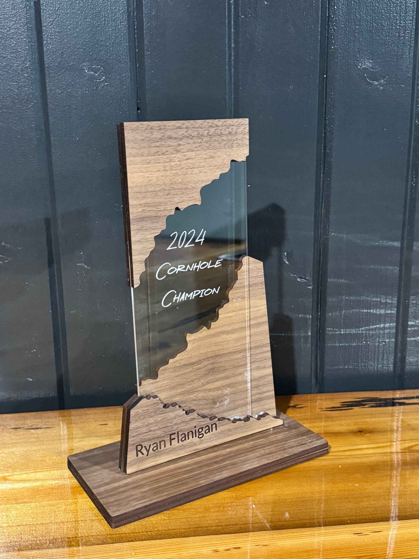 Customizable Walnut and Acrylic Award Trophy